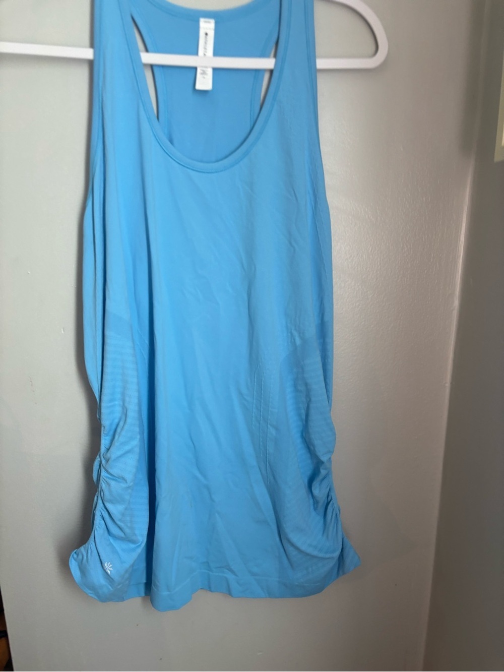 Athleta Fastest Track Racerback Tank Top Blue Size 1X Athleisure Ruched - Picture 4 of 6